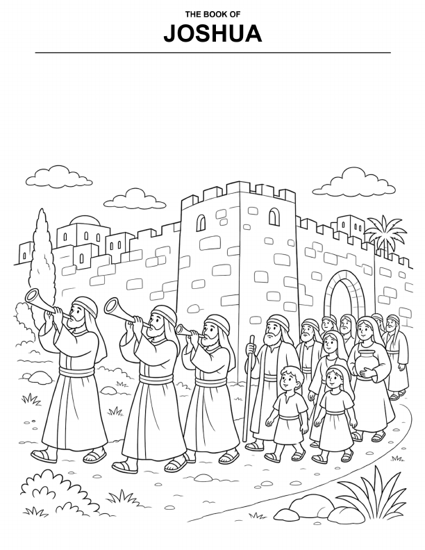 Preview of the Joshua–Esther coloring page pack