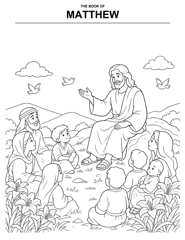 Preview of the Matthew–Acts coloring page pack